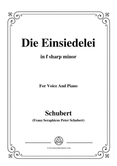 Free Sheet Music Schubert Die Einsiedelei The Hermitage In F Sharp Minor D 563 For Voice Piano