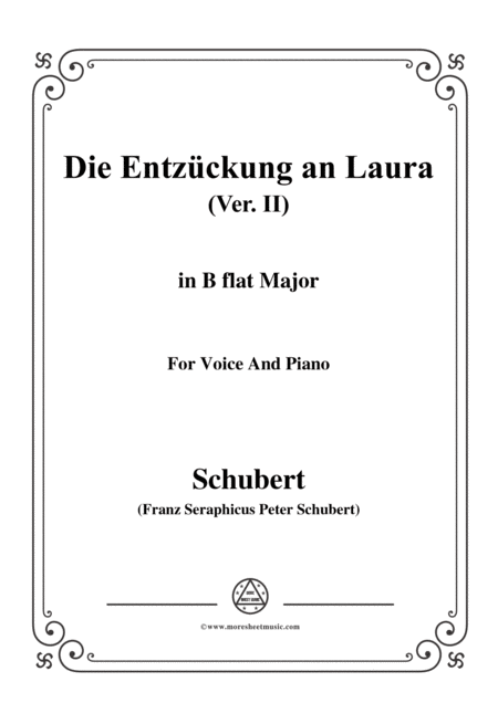 Schubert Die Entzckung An Laura Version Ii D 577 In B Flat Major For Voice Piano Sheet Music