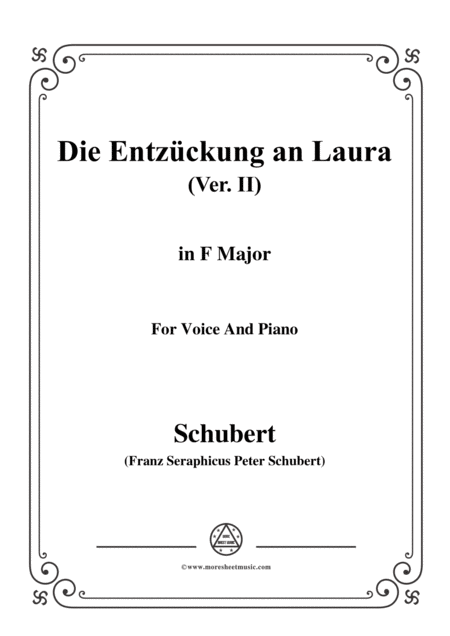 Schubert Die Entzckung An Laura Version Ii D 577 In F Major For Voice Piano Sheet Music