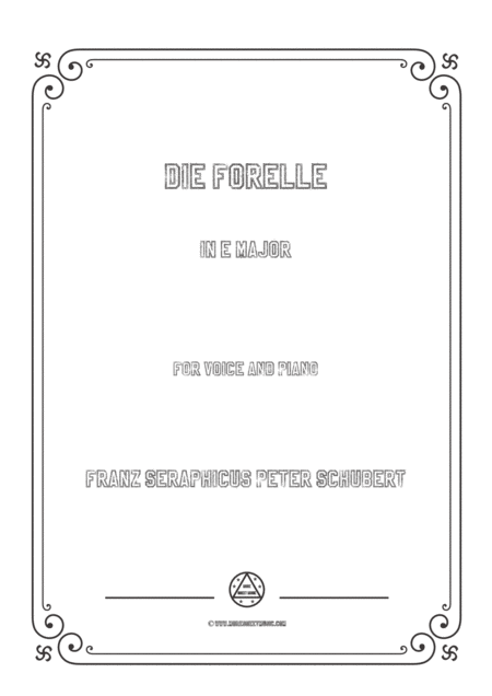 Free Sheet Music Schubert Die Forelle In E Major For Voice And Piano
