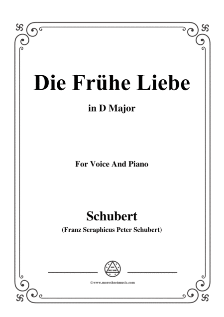 Free Sheet Music Schubert Die Frhe Liebe In D Major For Voice Piano