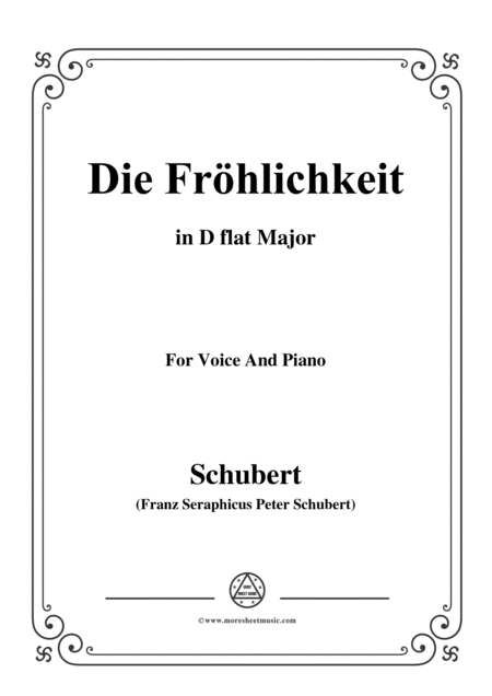 Schubert Die Frhlichkeit In D Flat Major For Voice Piano Sheet Music