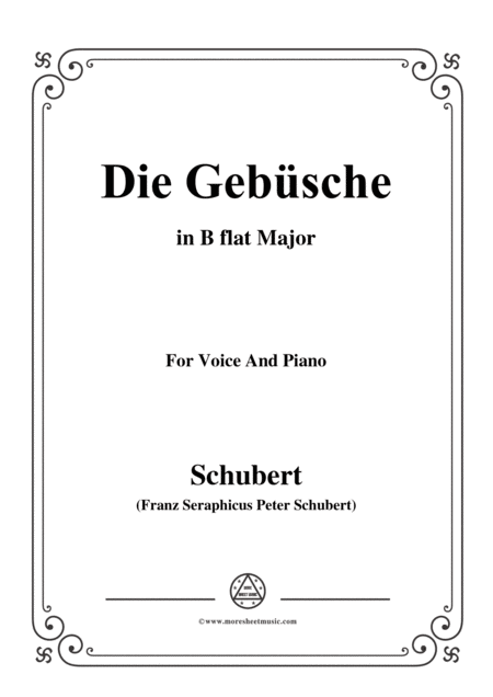 Schubert Die Gebsche In B Flat Major For Voice Piano Sheet Music