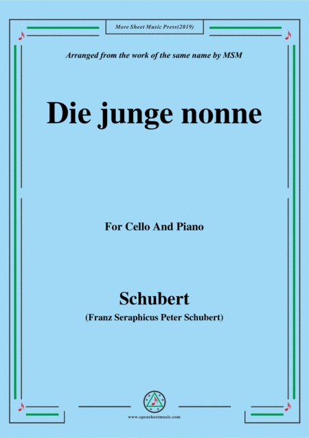 Schubert Die Junge Nonne For Cello And Piano Sheet Music