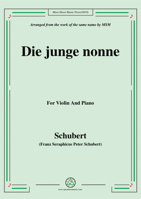 Schubert Die Junge Nonne For Violin And Piano Sheet Music