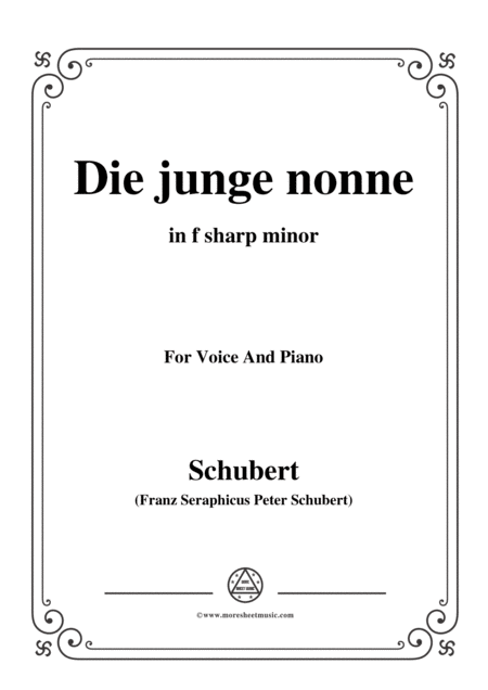 Schubert Die Junge Nonne In F Sharp Minor For Voice And Piano Sheet Music