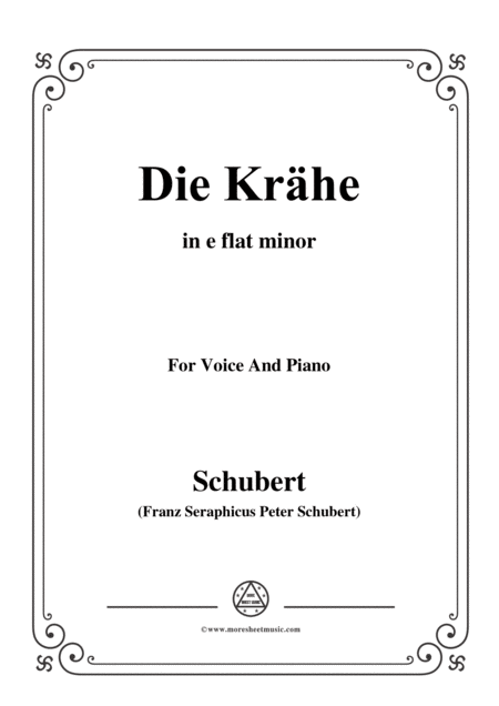 Free Sheet Music Schubert Die Krhe In E Flat Minor Op 89 No 15 For Voice And Piano