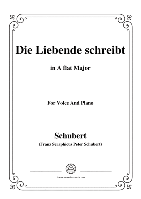 Schubert Die Liebende Schreibt In A Flat Major Op 165 No 1 For Voice And Piano Sheet Music