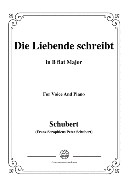 Schubert Die Liebende Schreibt In B Flat Major Op 165 No 1 For Voice And Piano Sheet Music