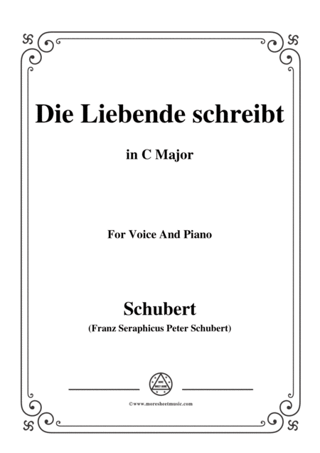 Schubert Die Liebende Schreibt In C Major Op 165 No 1 For Voice And Piano Sheet Music