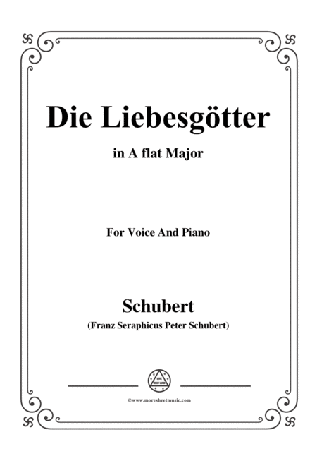 Schubert Die Liebesgtter In A Flat Major For Voice And Piano Sheet Music