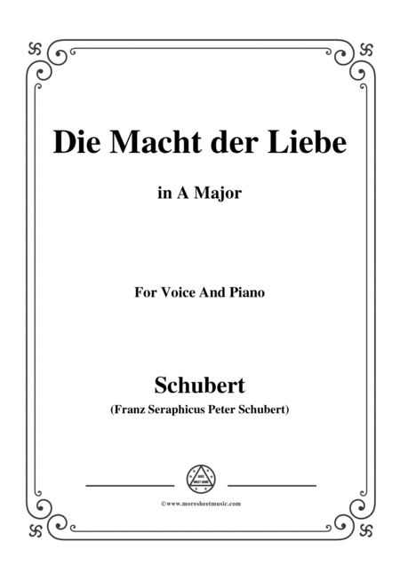 Free Sheet Music Schubert Die Macht Der Liebe In A Major For Voice Piano