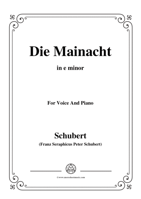 Free Sheet Music Schubert Die Mainacht In E Minor For Voice Piano