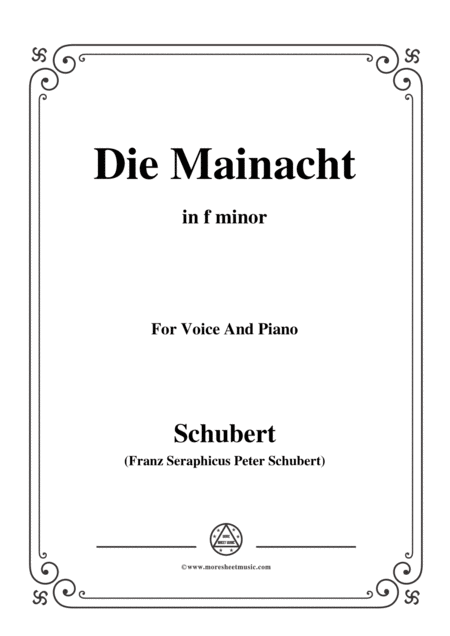 Schubert Die Mainacht In F Minor For Voice Piano Sheet Music