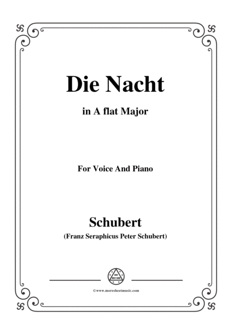 Schubert Die Nacht In A Flat Major D 358 For Voice And Piano Sheet Music