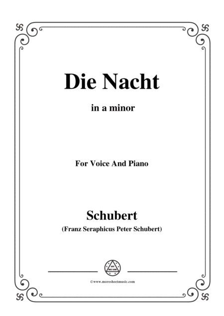 Schubert Die Nacht In A Minor D 534 For Voice And Piano Sheet Music