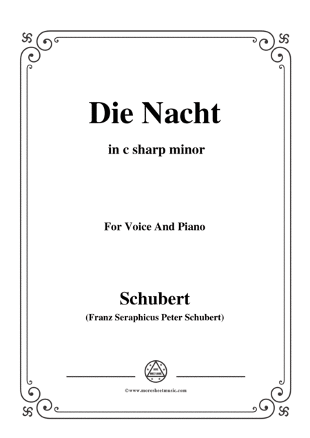 Schubert Die Nacht In C Sharp Minor D 534 For Voice And Piano Sheet Music