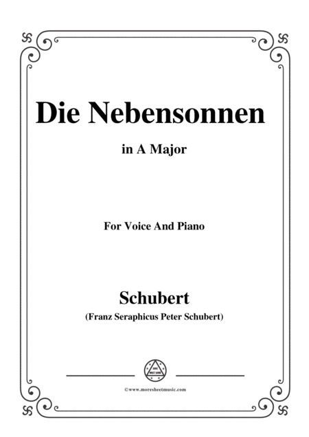 Schubert Die Nebensonnen In A Major Op 89 No 23 For Voice And Piano Sheet Music