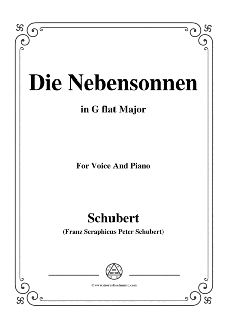 Schubert Die Nebensonnen In G Flat Major Op 89 No 23 For Voice And Piano Sheet Music