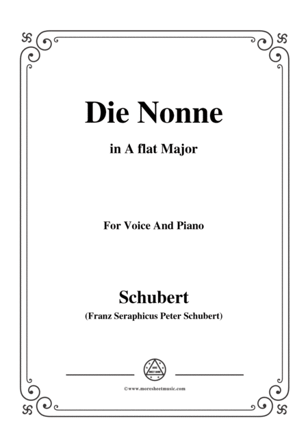 Schubert Die Nonne In A Flat Major D 208 For Voice And Piano Sheet Music