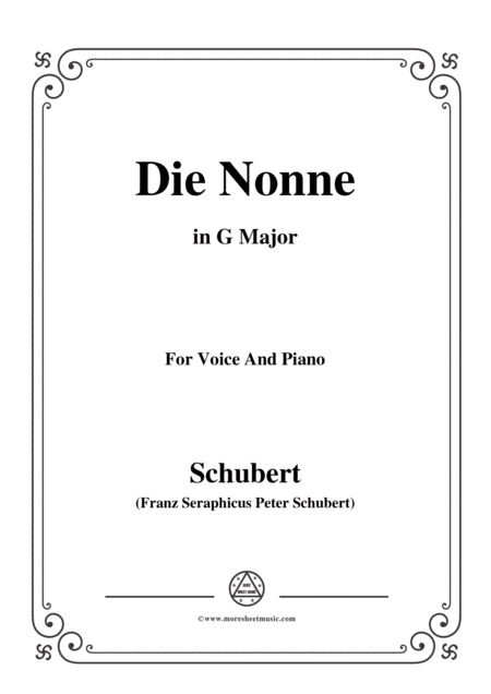 Schubert Die Nonne In G Major D 208 For Voice And Piano Sheet Music