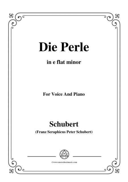 Schubert Die Perle In E Flat Minor D 466 For Voice And Piano Sheet Music