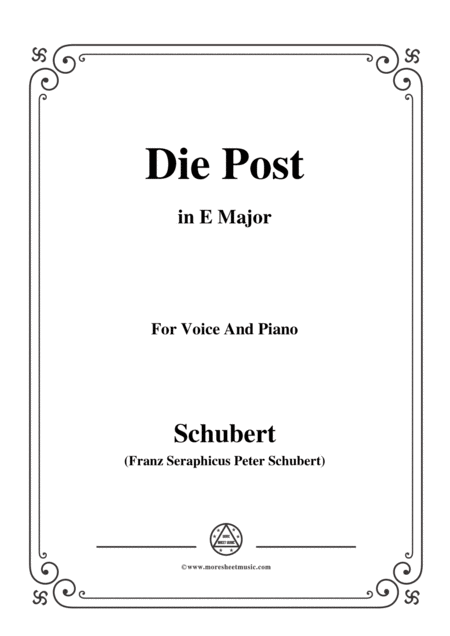 Schubert Die Post From Winterreise Op 89 D 911 No 13 In E Major For Voice Piano Sheet Music