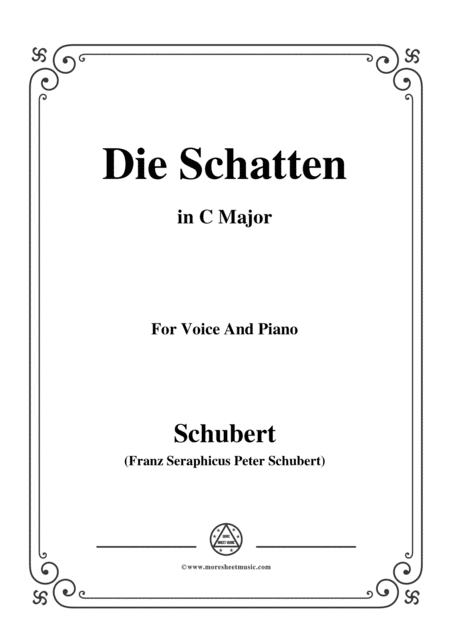Free Sheet Music Schubert Die Schatten In C Major For Voice Piano