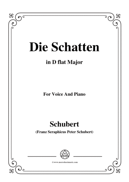 Free Sheet Music Schubert Die Schatten In D Flat Major For Voice Piano