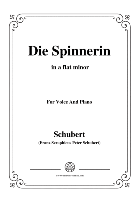 Schubert Die Spinnerin In A Flat Minor For Voice And Piano Sheet Music