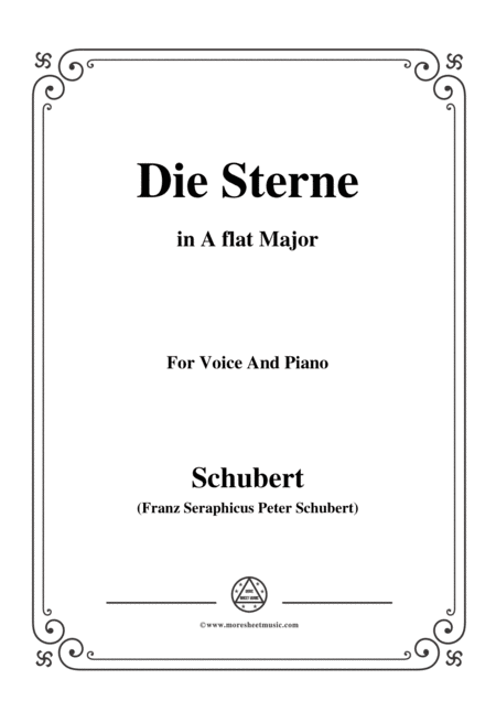 Schubert Die Sterne In A Flat Major For Voice Piano Sheet Music