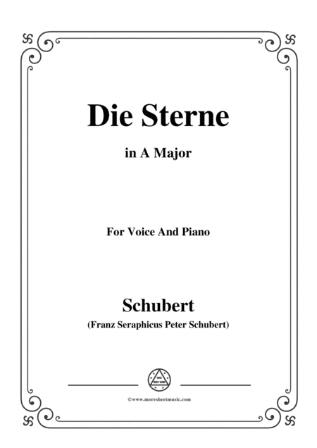 Schubert Die Sterne In A Major For Voice Piano Sheet Music