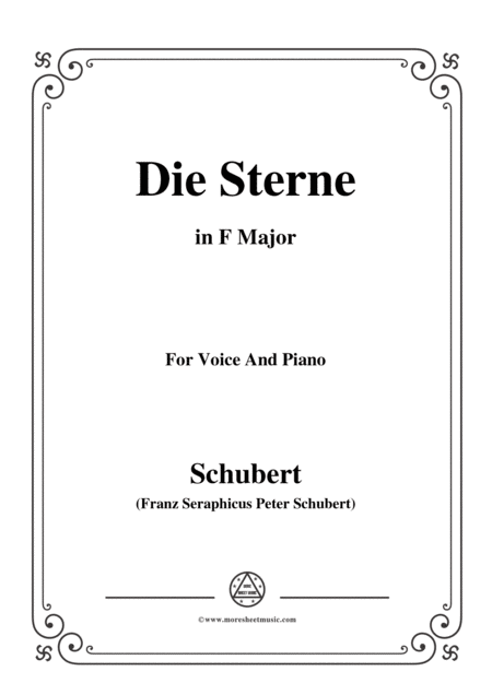 Schubert Die Sterne In F Major For Voice Piano Sheet Music