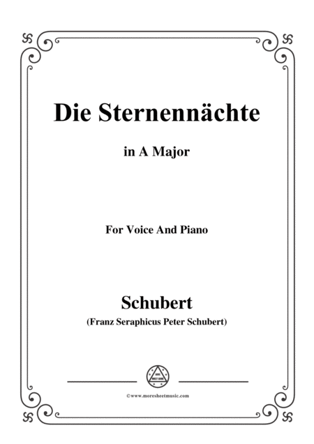 Free Sheet Music Schubert Die Sternennchte Op 165 No 2 In A Major For Voice Piano