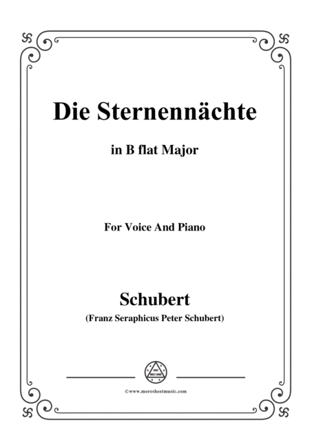 Schubert Die Sternennchte Op 165 No 2 In B Flat Major For Voice Piano Sheet Music