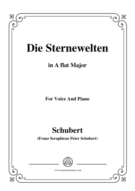 Schubert Die Sternenwelten In A Flat Major For Voice Piano Sheet Music