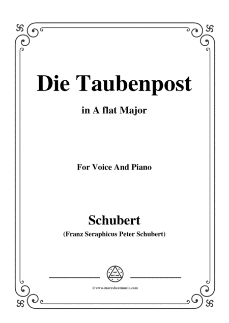 Free Sheet Music Schubert Die Taubenpost In A Flat Major For Voice Piano