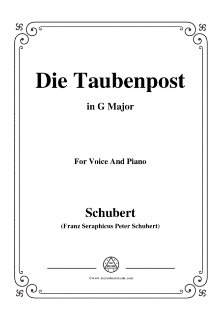 Free Sheet Music Schubert Die Taubenpost In G Major For Voice Piano