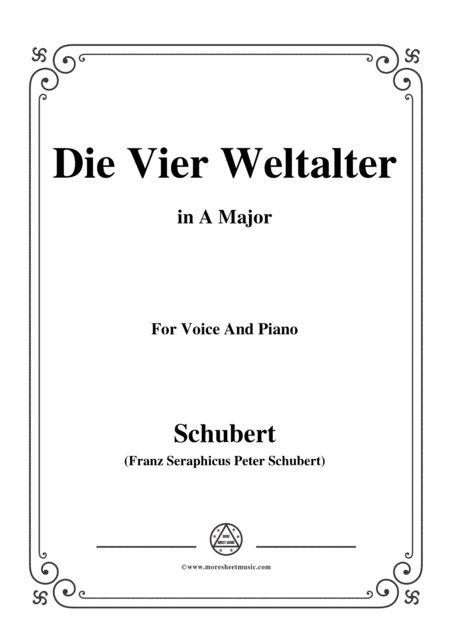 Schubert Die Vier Weltalter Op 111 No 3 In A Major For Voice Piano Sheet Music