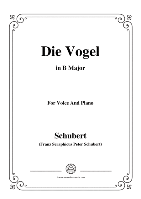 Schubert Die Vogel Op 172 No 6 In B Major For Voice Piano Sheet Music