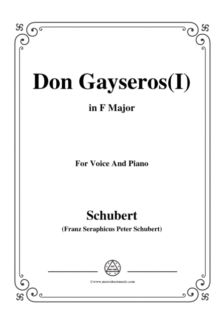 Schubert Don Gayseros I In F Major D 93 No 1 For Voice And Piano Sheet Music