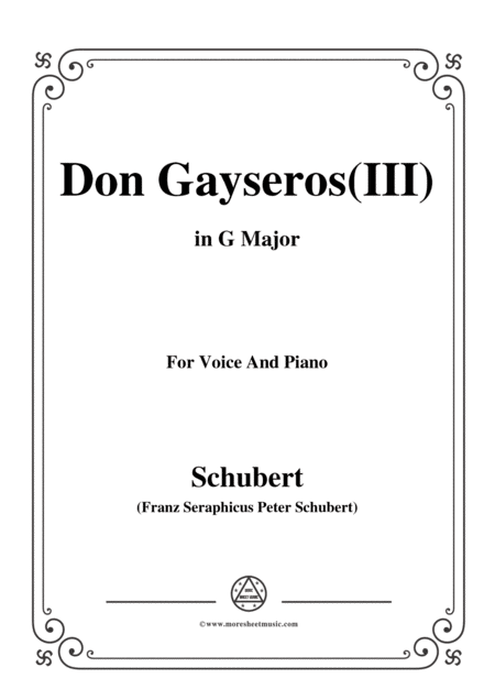 Free Sheet Music Schubert Don Gayseros Iii In G Major D 93 No 3 For Voice And Piano