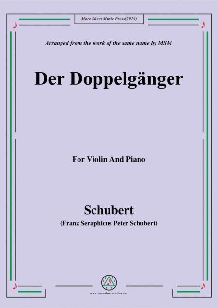 Schubert Doppelgnger For Violin And Piano Sheet Music