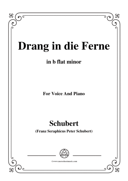 Schubert Drang In Die Ferne Op 71 In B Flat Minor For Voice Piano Sheet Music