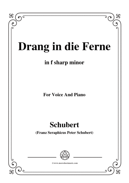 Schubert Drang In Die Ferne Op 71 In F Sharp Minor For Voice Piano Sheet Music