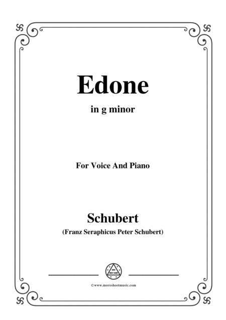 Schubert Edone D 445 In G Minor For Voice And Piano Sheet Music