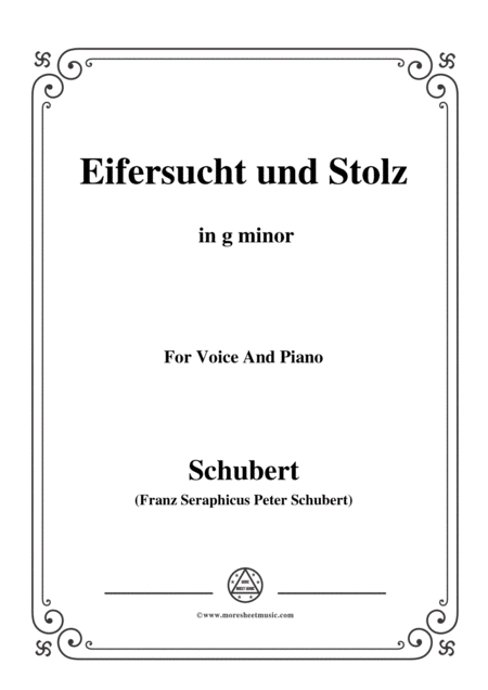 Free Sheet Music Schubert Eifersucht Und Stolz From Die Schne Mllerin Op 25 No 15 In G Minor For Voice Pno