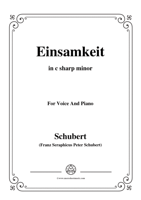 Schubert Einsamkeit From Winterreise Op 89 D 911 No 12 In C Sharp Minor For Voice Pno Sheet Music