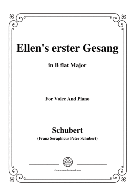 Schubert Ellens Erster Gesang I Op 52 No 1 In B Flat Major For Voice Piano Sheet Music