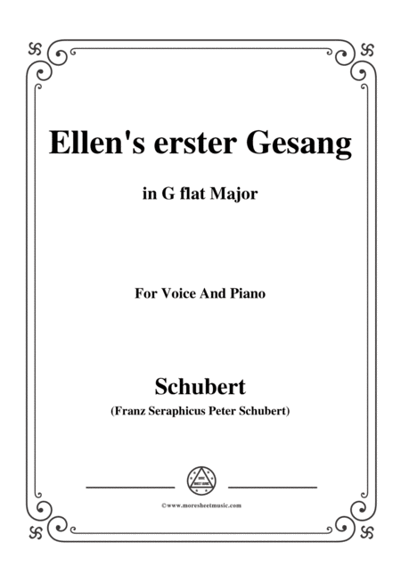 Schubert Ellens Erster Gesang I Op 52 No 1 In G Flat Major For Voice Piano Sheet Music